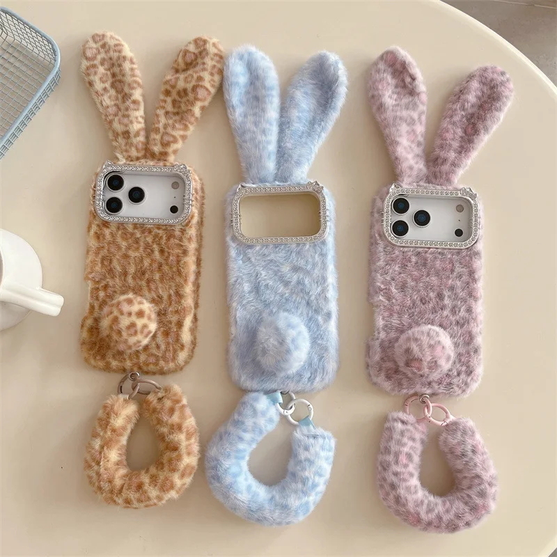 Apple Iphone 15 Pro Max - Cute Cartoon Leopard Print Rabbit Ears